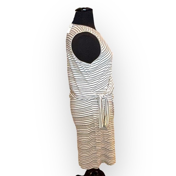 NWT TALBOTS COTTON SIDE TIE SHIFT DRESS - SUNDAY MORNING STRIPE XL Green / White - Picture 5 of 13